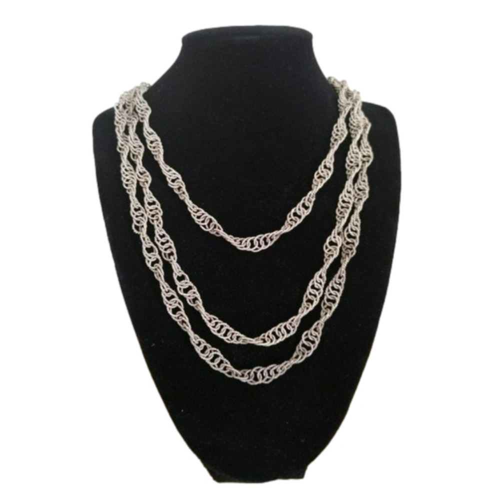 Vintage 6 Ft. Guatemalan Silver /Copper Mix Chain Link Wedding Necklace